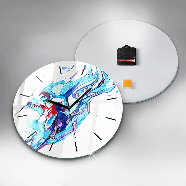 Wanduhr rund mit motiv Skifahrer