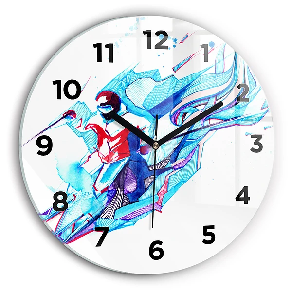 Wanduhr rund mit motiv Skifahrer