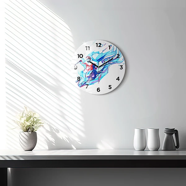 Wanduhr rund mit motiv Skifahrer