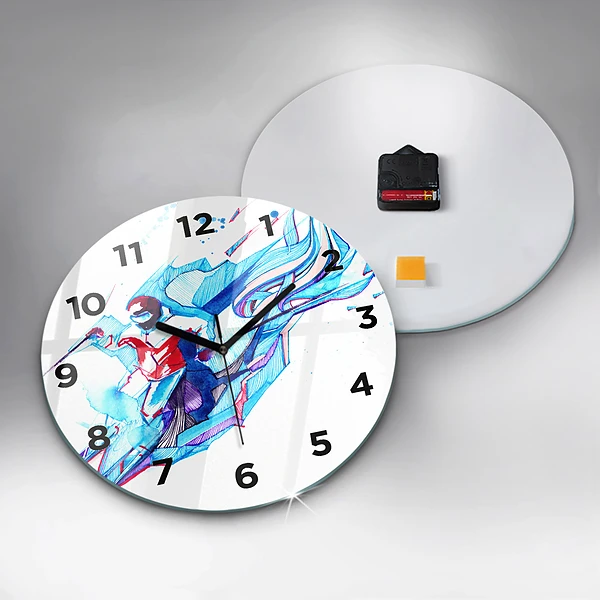 Wanduhr rund mit motiv Skifahrer