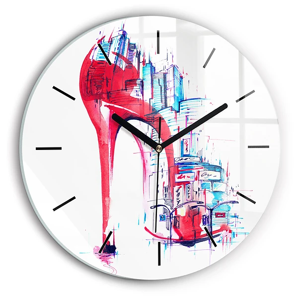 Wanduhr rund Rote Ferse