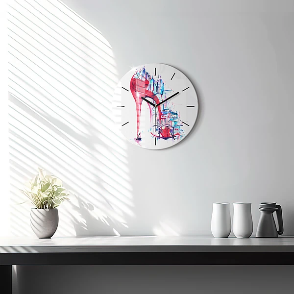 Wanduhr rund Rote Ferse