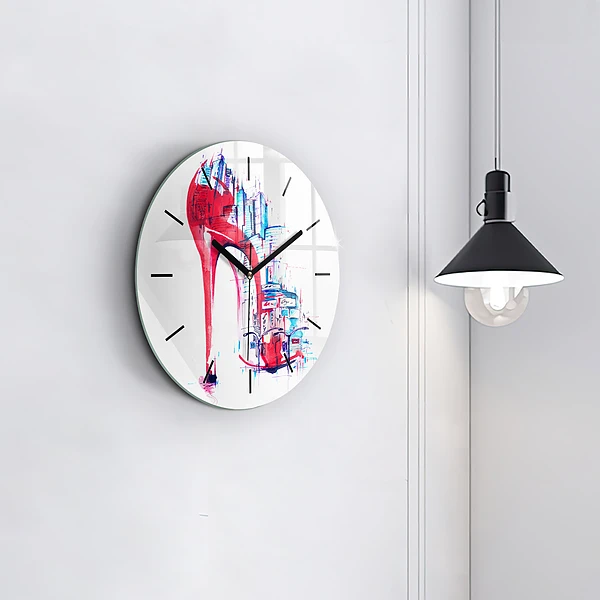 Wanduhr rund Rote Ferse