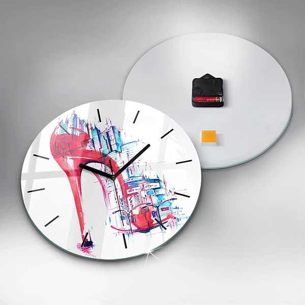 Wanduhr rund Rote Ferse
