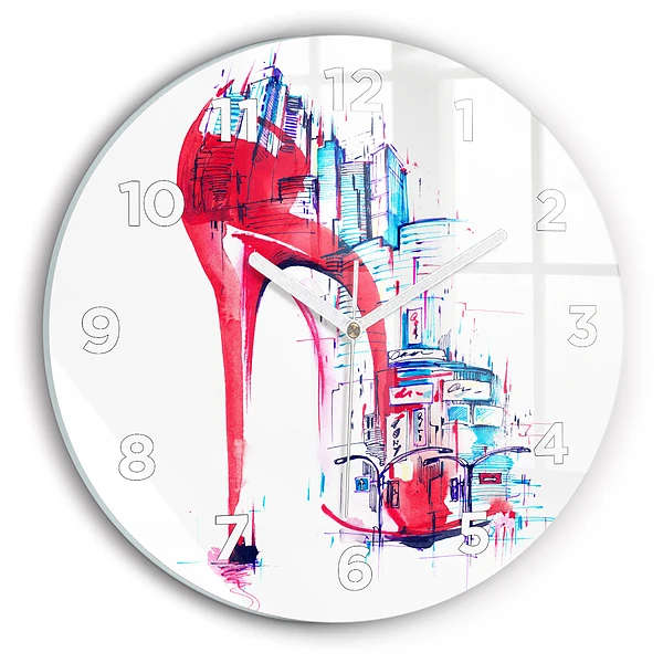 Wanduhr rund Rote Ferse