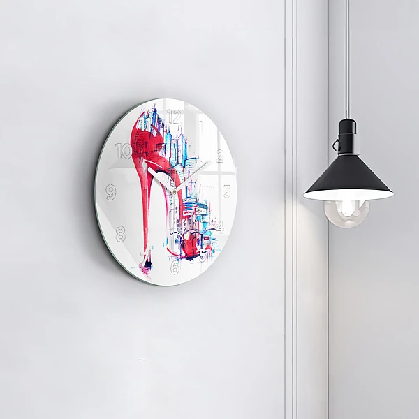 Wanduhr rund Rote Ferse
