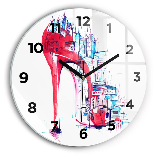 Wanduhr rund Rote Ferse