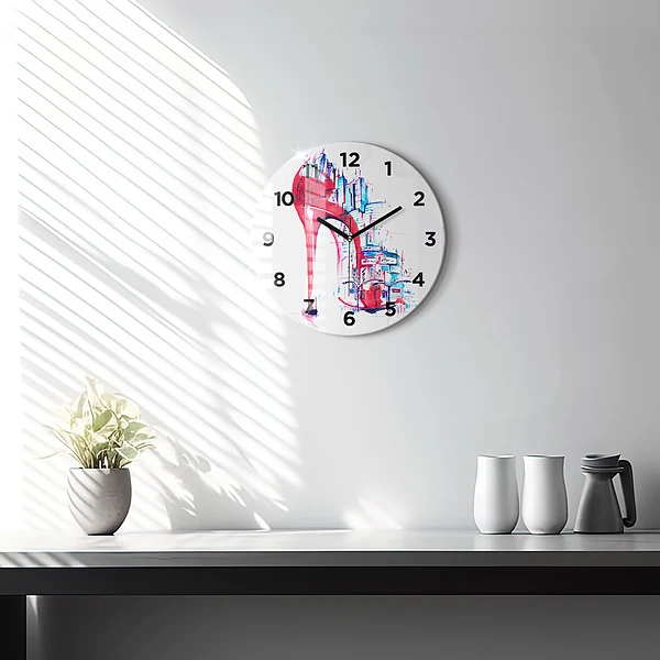 Wanduhr rund Rote Ferse