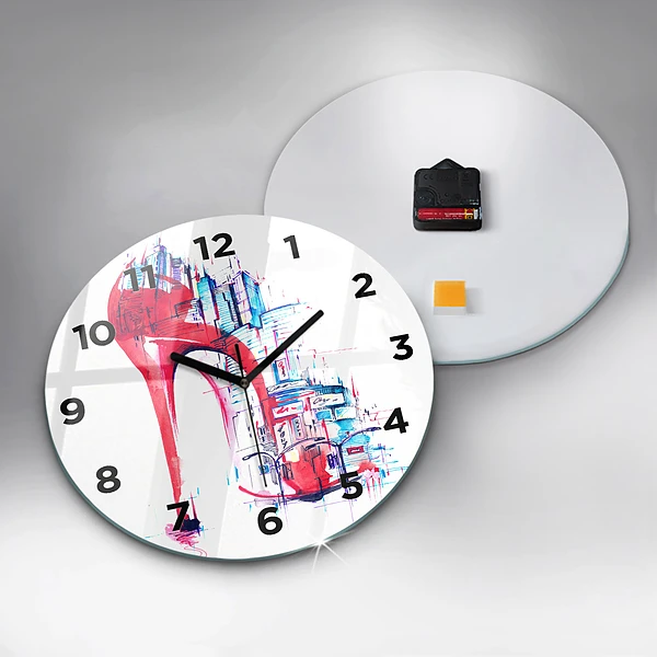 Wanduhr rund Rote Ferse