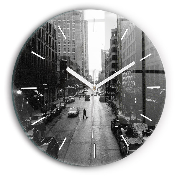 Wanduhr rund Straßen in Chicago
