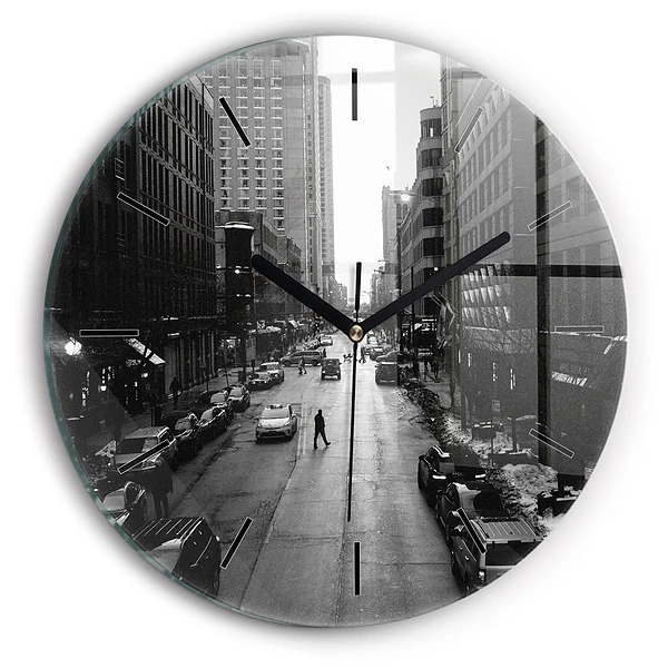Wanduhr rund Straßen in Chicago