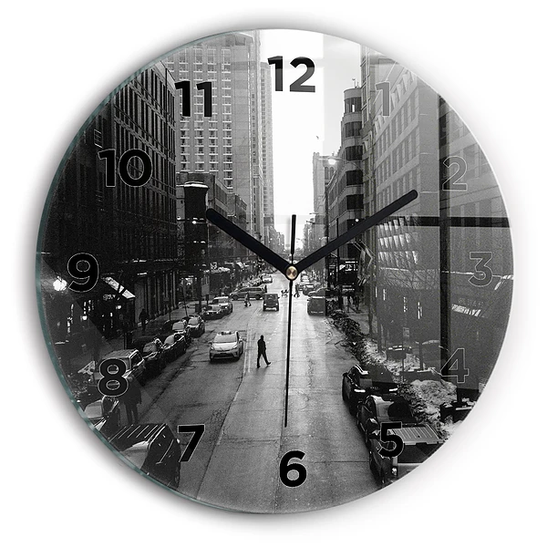 Wanduhr rund Straßen in Chicago
