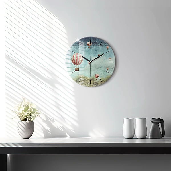 Wanduhr rund mit motiv Luftballons