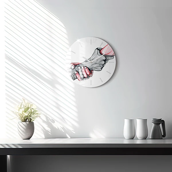 Wanduhr rund Händchenhalten