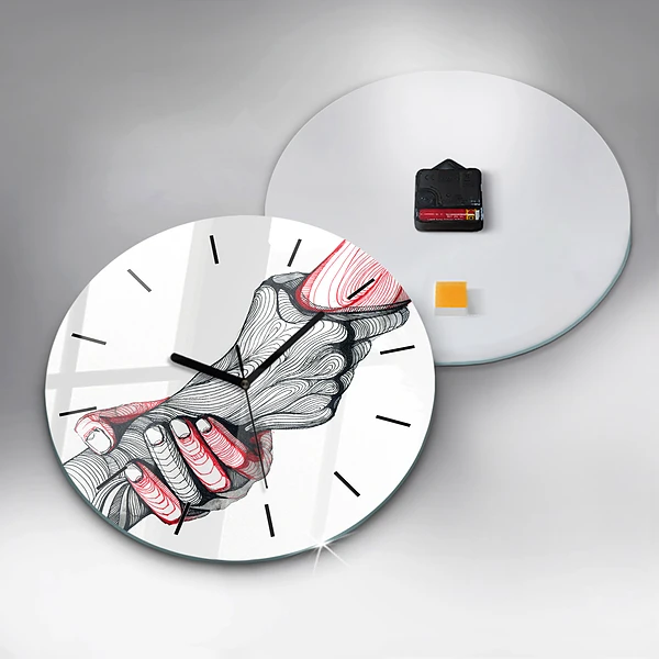 Wanduhr rund Händchenhalten