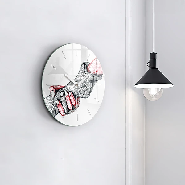 Wanduhr rund Händchenhalten