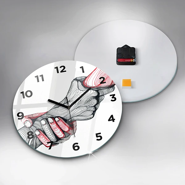 Wanduhr rund Händchenhalten