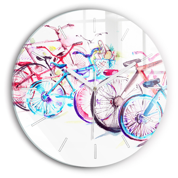 Wanduhr rund mit motiv Farbige Stadtfahrräder