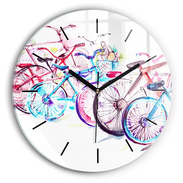 Wanduhr rund mit motiv Farbige Stadtfahrräder