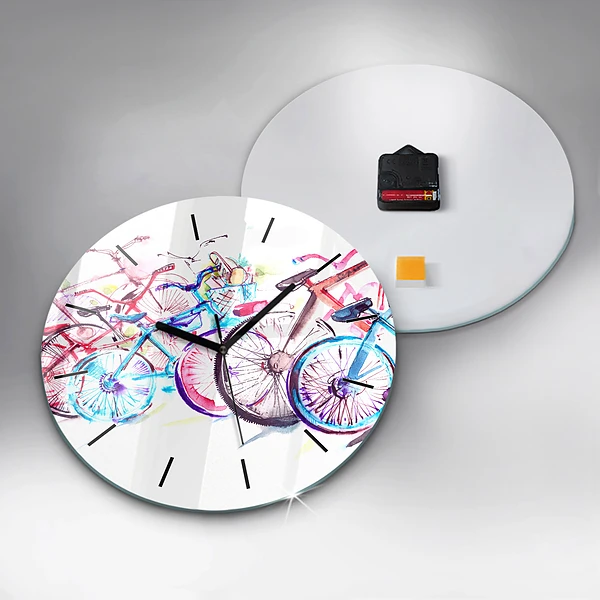 Wanduhr rund mit motiv Farbige Stadtfahrräder