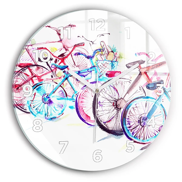 Wanduhr rund mit motiv Farbige Stadtfahrräder
