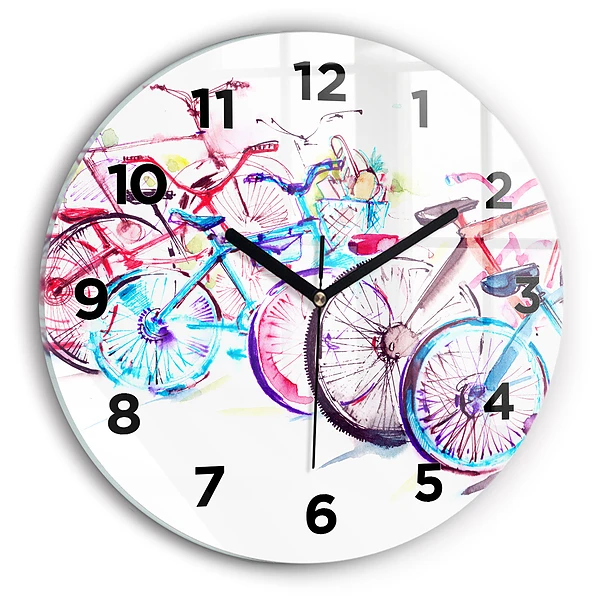 Wanduhr rund mit motiv Farbige Stadtfahrräder