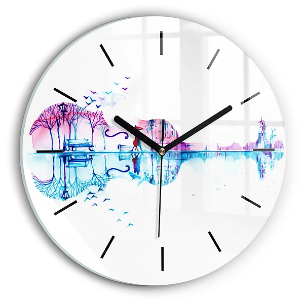 Wanduhr rund mit motiv Cello Park See
