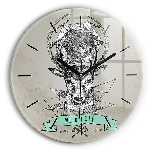 Wanduhr rund Hirschkopf