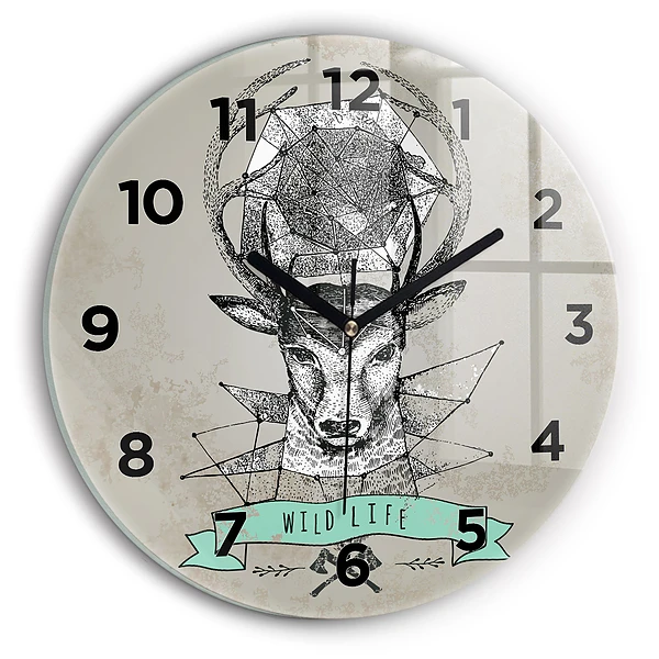 Wanduhr rund Hirschkopf
