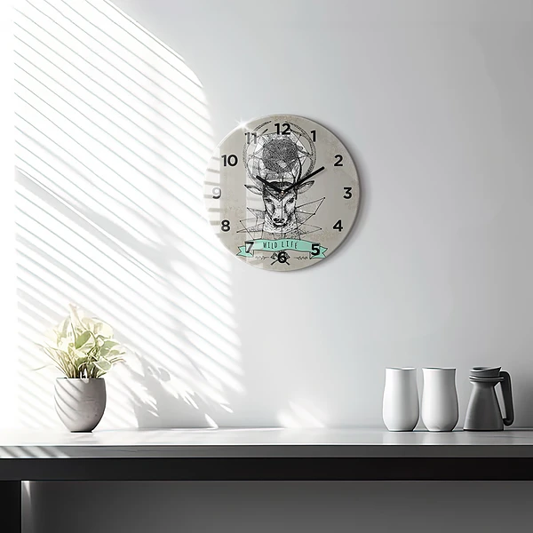 Wanduhr rund Hirschkopf