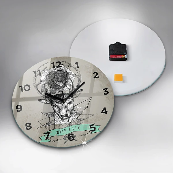 Wanduhr rund Hirschkopf