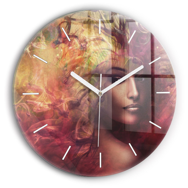 Wanduhr rund mit motiv Porträt einer Frau