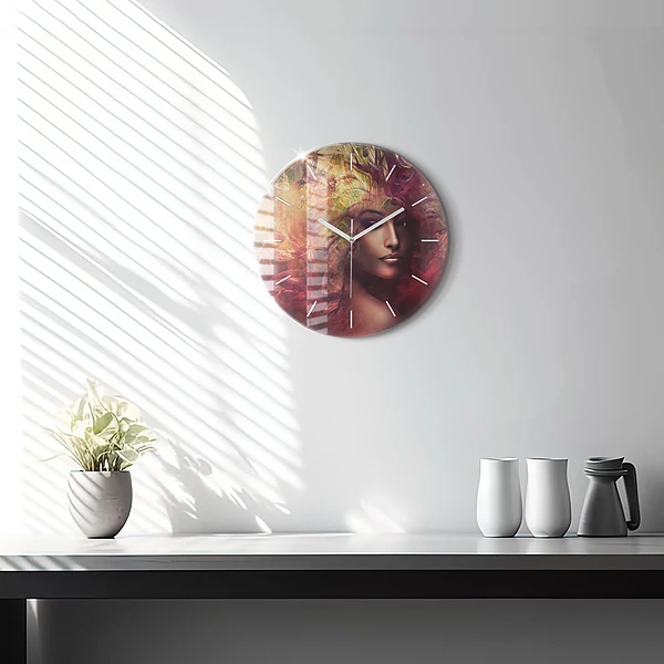 Wanduhr rund mit motiv Porträt einer Frau