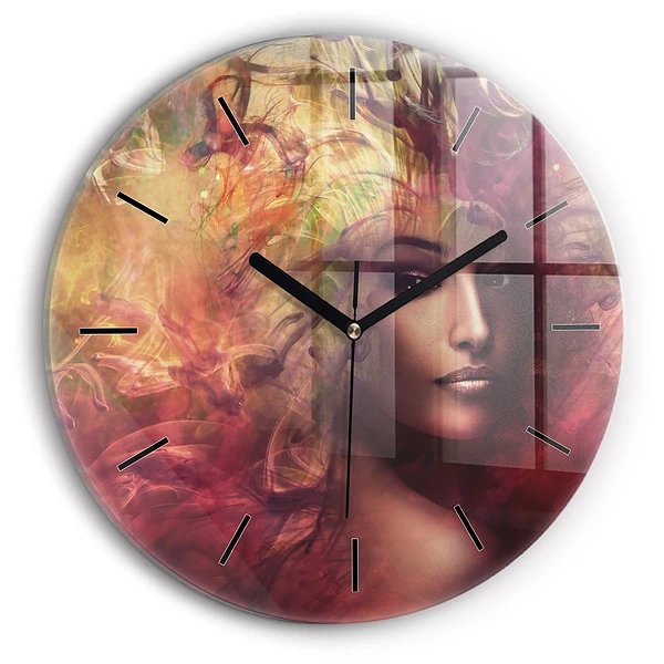 Wanduhr rund mit motiv Porträt einer Frau