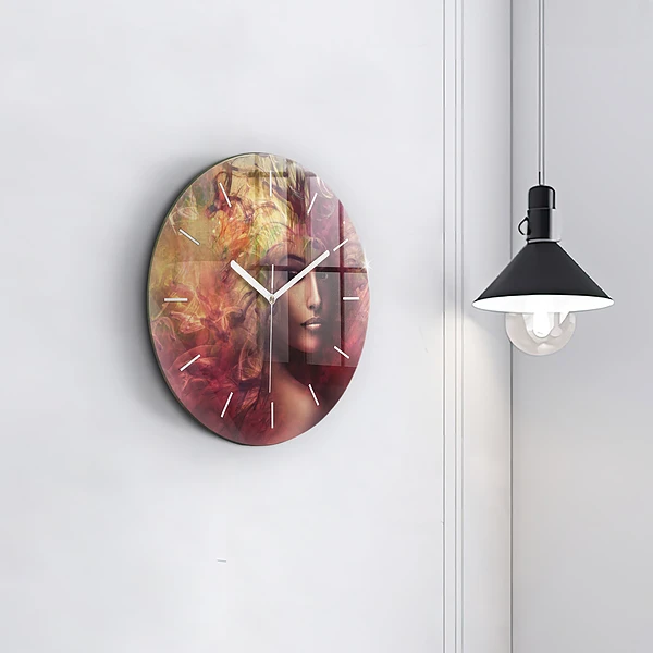 Wanduhr rund mit motiv Porträt einer Frau