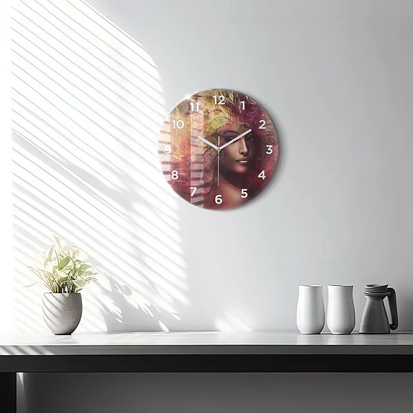 Wanduhr rund mit motiv Porträt einer Frau