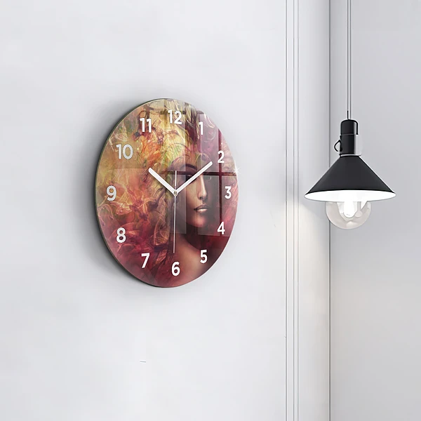 Wanduhr rund mit motiv Porträt einer Frau