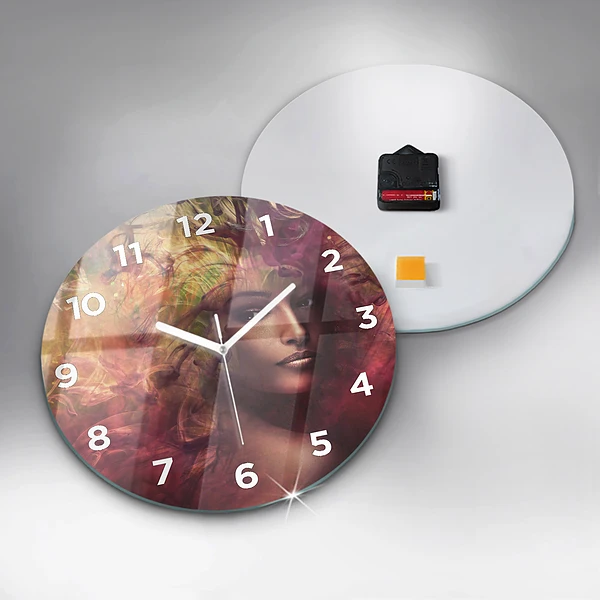 Wanduhr rund mit motiv Porträt einer Frau