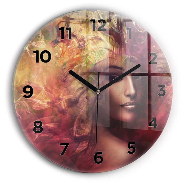 Wanduhr rund mit motiv Porträt einer Frau