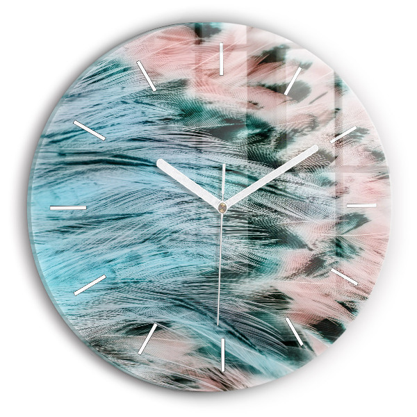Wanduhr rund mit motiv Bunte Federn