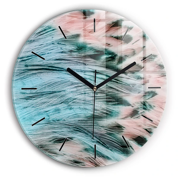 Wanduhr rund mit motiv Bunte Federn