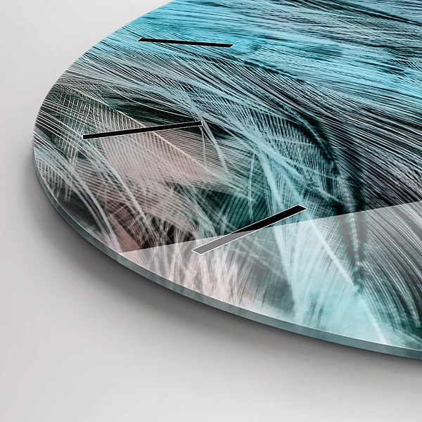 Wanduhr rund mit motiv Bunte Federn