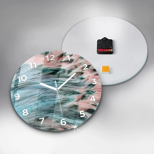 Wanduhr rund mit motiv Bunte Federn
