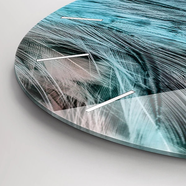 Wanduhr rund mit motiv Bunte Federn