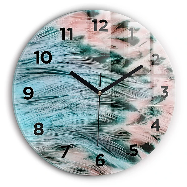 Wanduhr rund mit motiv Bunte Federn