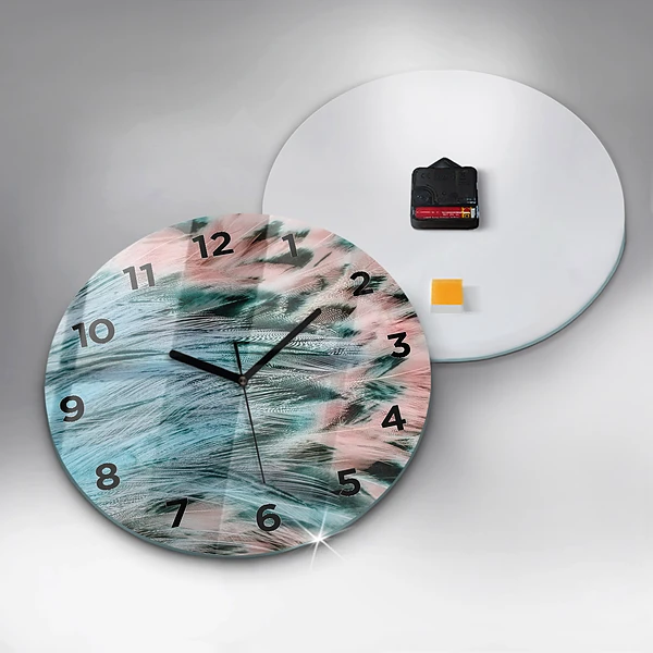 Wanduhr rund mit motiv Bunte Federn