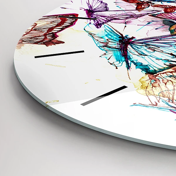 Wanduhr rund mit motiv Farbige Augen Schmetterlinge
