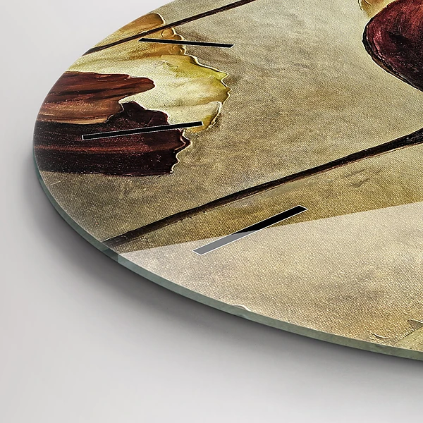 Wanduhr glas rund Gemalte Mohnblumen