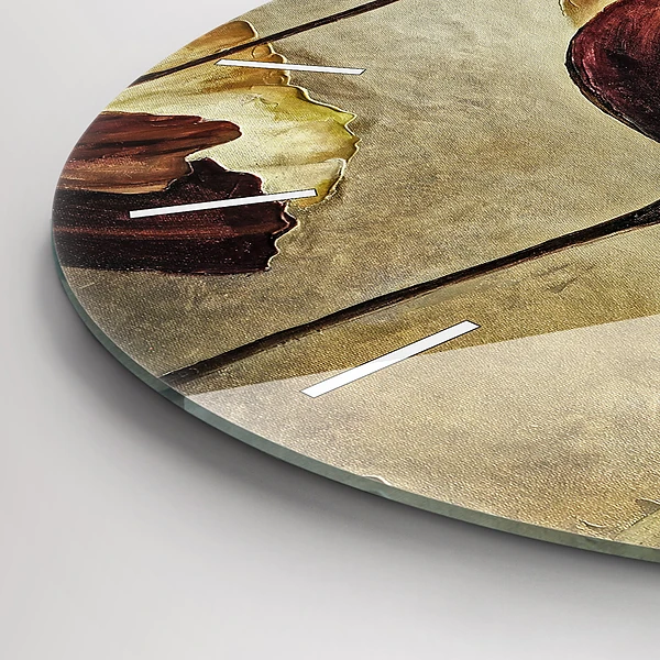 Wanduhr glas rund Gemalte Mohnblumen