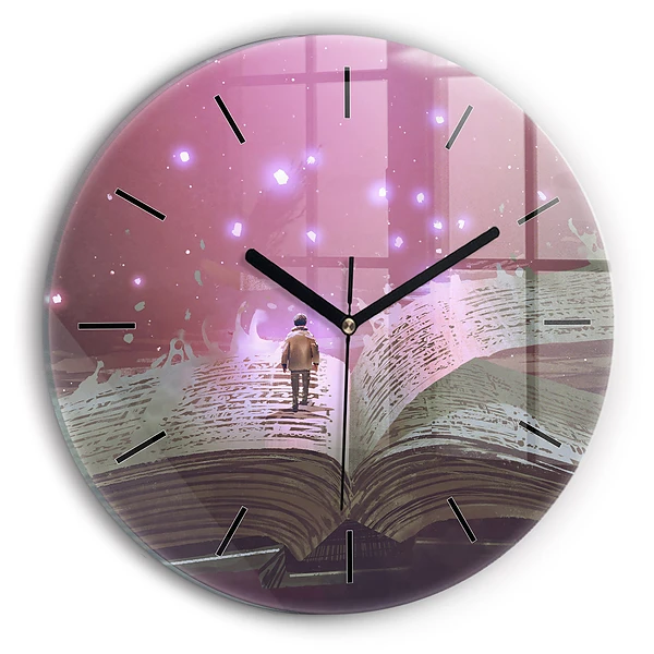 Wanduhr rund mit motiv Abstraktes Buch